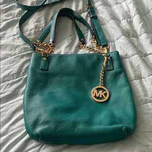 Michael Kors Genuine Leather Teal Shoulder Bag